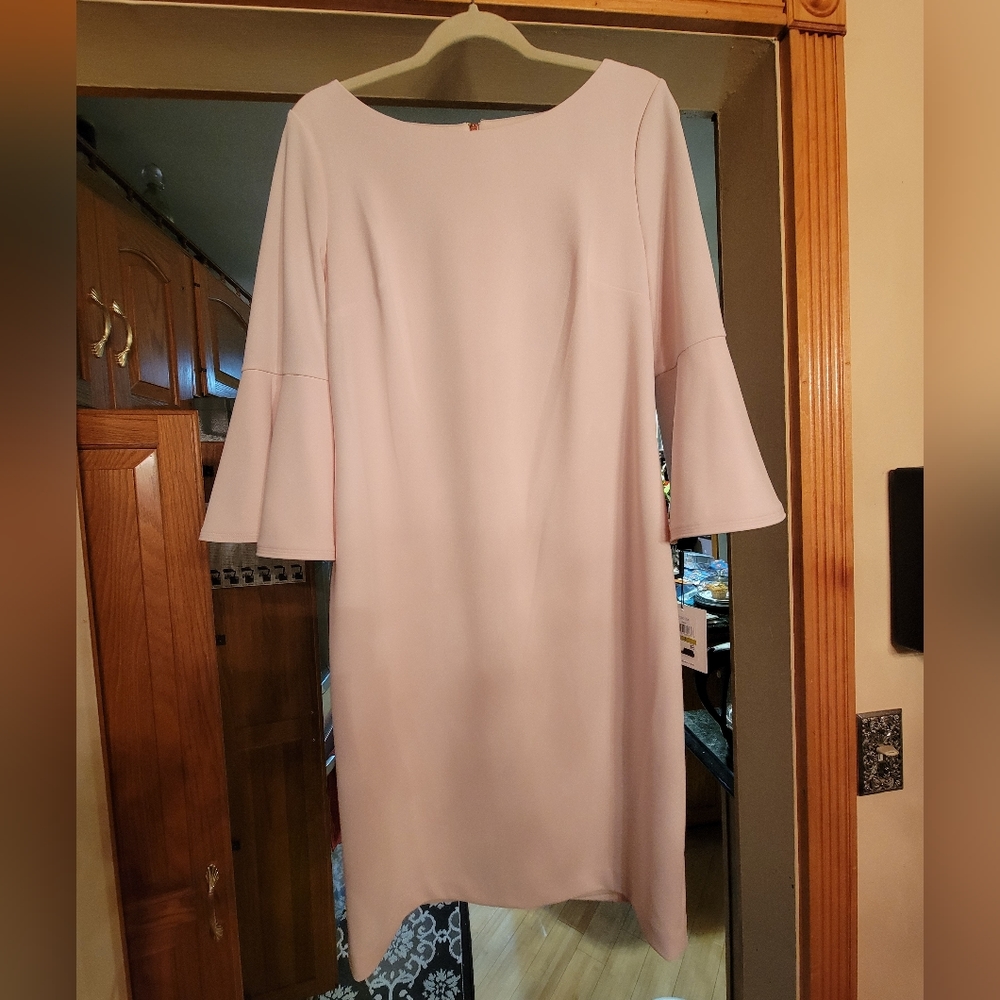 Calvin Klein Bell Sleeve Sheath Dress Blush